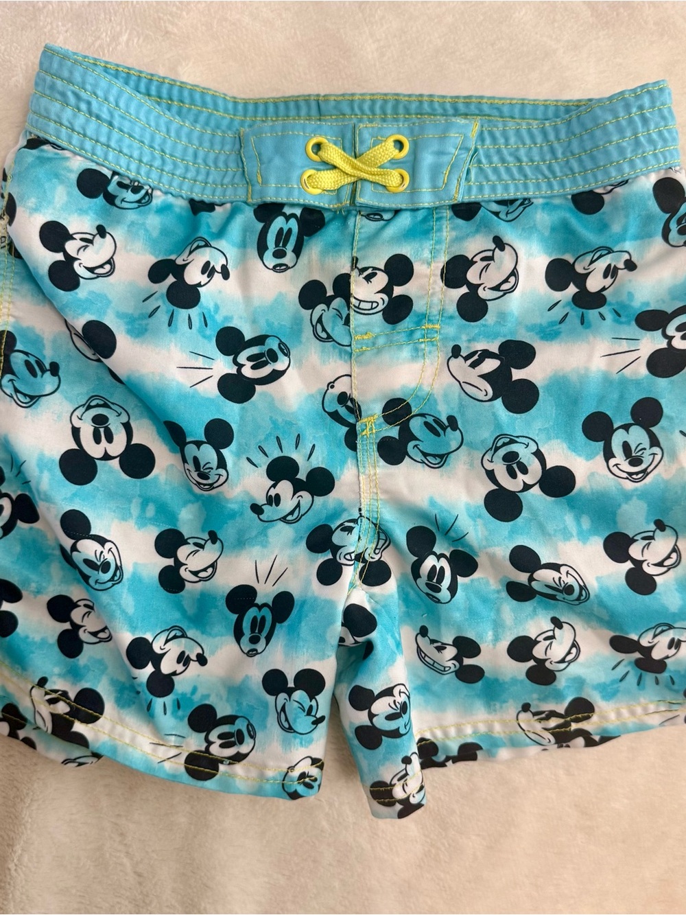 Disney Store Mickey Mouse Print youth Swim Trunks - Blue and White